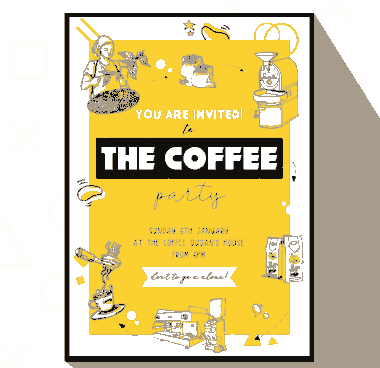 Free Download PDF Books, Coffee Party Flyer Retro Handdrawn Sketch Free Vector