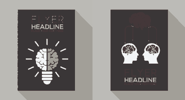 Flyer Head Brain Lightbulb Icons Decoration Free Vector