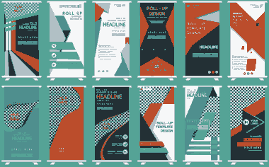 Business Banners Collection Standee Shape Free Vector