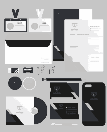 Business Identity Sets Black White Contrast Free Vector