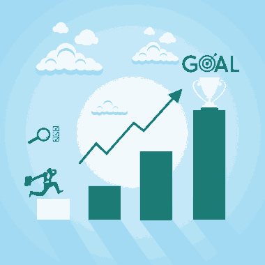 Businessman Goal Concept Bar Chart Free Vector