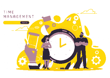 Time Management Banner Human Clock Sketch Free Vector