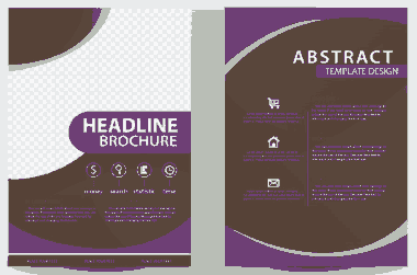 Brochure Design Violet And Checkered Background Free Vector