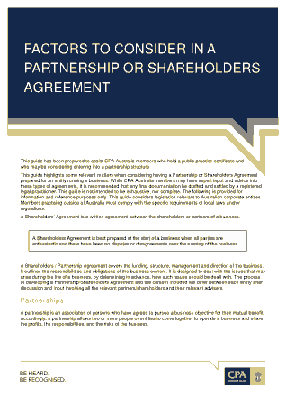 Factors Consider Partnership or Shareholders Agreement Template
