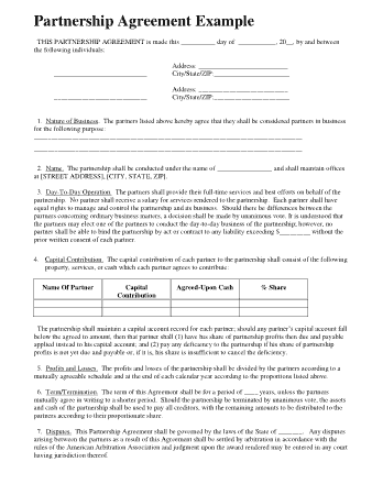 Simple Business Partnership Agreement Form Template