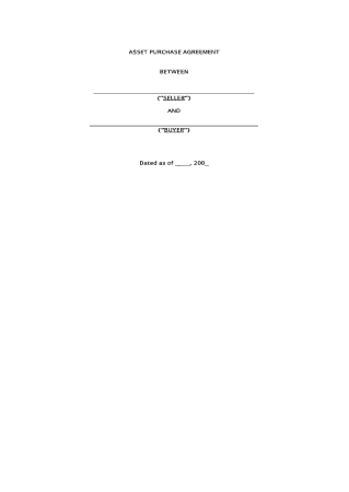 Asset Purchase Agreement Template