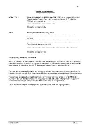 Investor Contracts Template