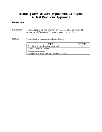 Building Services Level Agreement Contracts Best Practices Approach Template