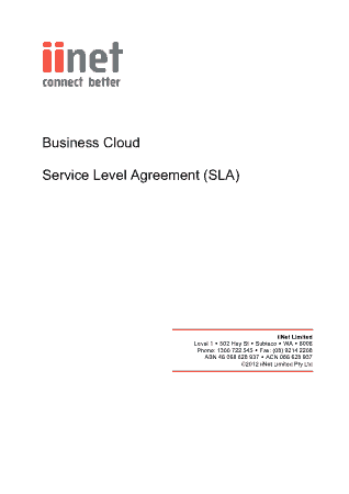 Business Cloud Service Level Agreement Template