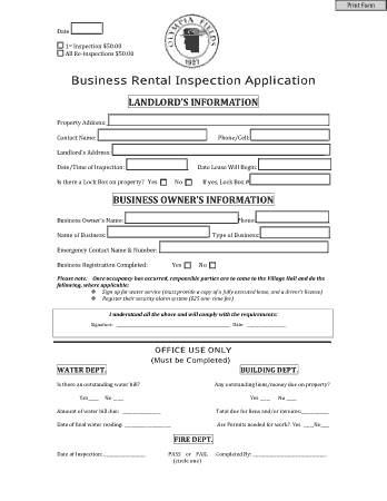 Business Rental Inspection Application Template
