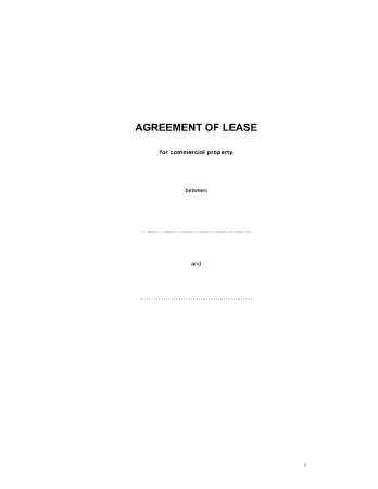 Agreement of Lease Commercial Property Template