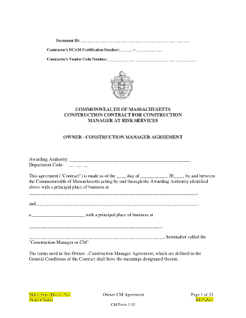 Owner Construction Management Agreement Template
