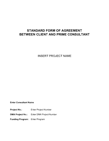 Agreement Between Client and Prime Consultant Template