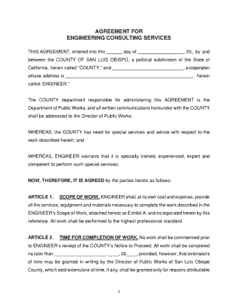 Engineering Consulting Agreement Template