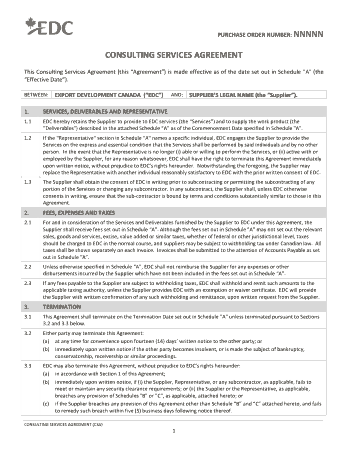 Export Consulting Services Agreement Sample Template