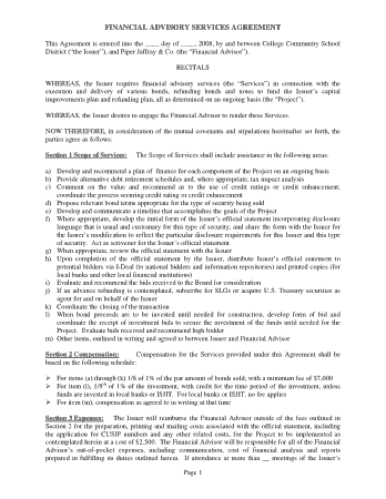Financial Advisory Services Agreement Template