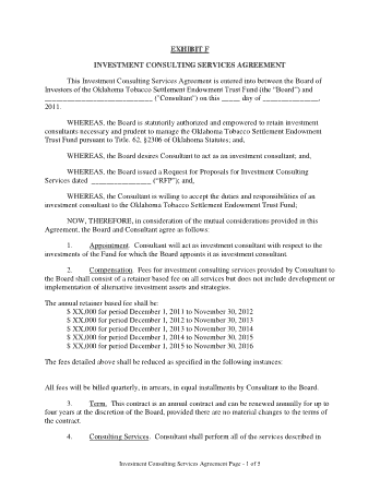 Financial and Investment Consulting Agreement form Template