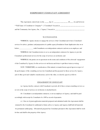 Professional Independent Consulting Agreement Template