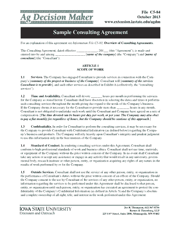Sample Consulting Agreement Template