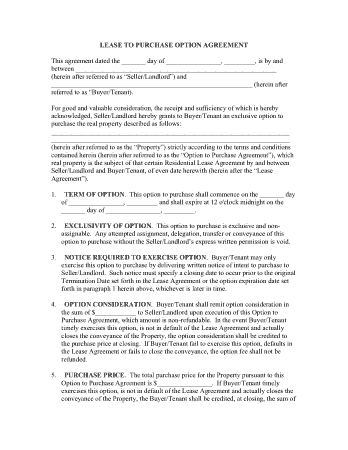 Lease Purchase Agreement Sample Template