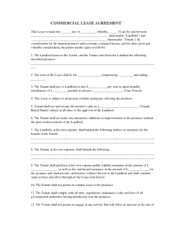 Standard Business Lease Agreement Template
