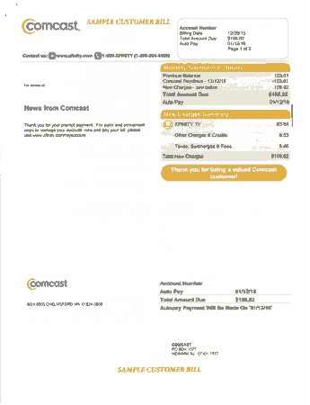 Cable Service Sample Billing Statement Template