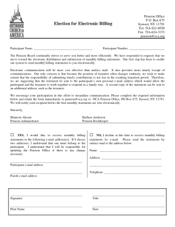 Electronic Billing Statement Form Template