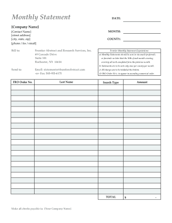 Monthly Billing Statement Form Template