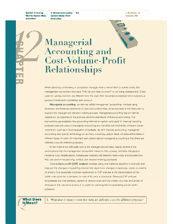 Managerial Accounting and Cost Volume Profit Relationship Template