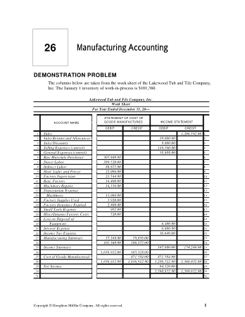 Free Download PDF Books, Manufacturing Accounting Template