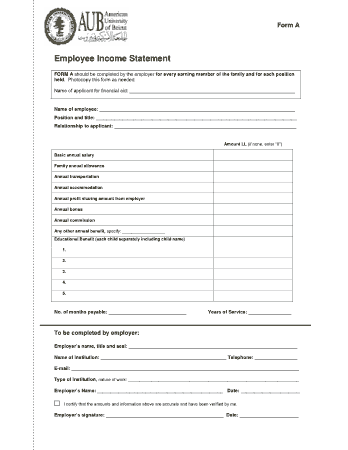 Employee Income Statement Sample Template