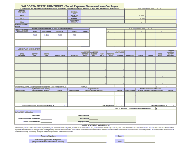 Non Employee Travel Expense Statement Form Template