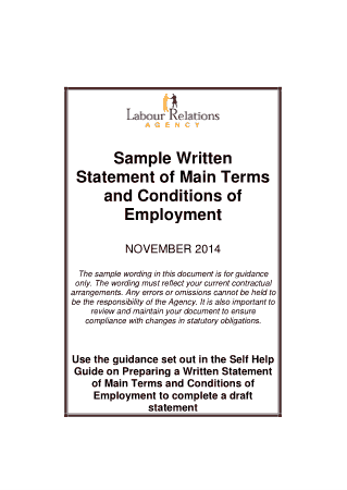Written Statement of Main Terms and Conditions of Employment Template