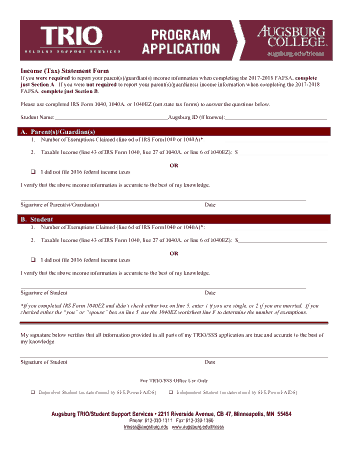 Income Tax Statement Form Template