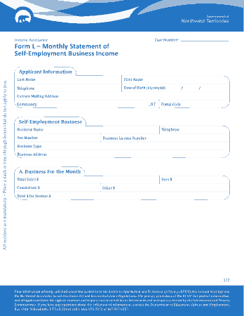 Monthly Statement Of Self Employment Business Income Template