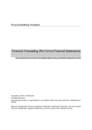 Pro Forma Financial Statement Template