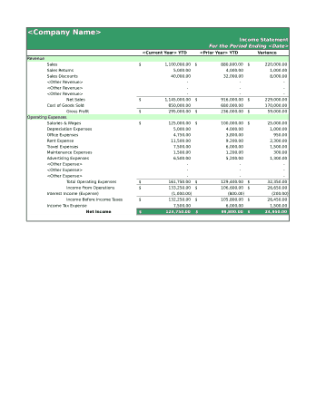 Yearly Income Statement Template