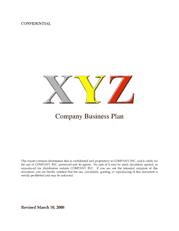 XYZ Company Business Plan Template