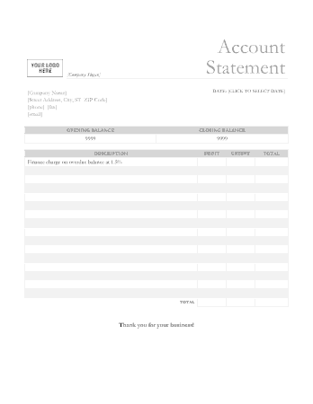 Company Account Statement Template