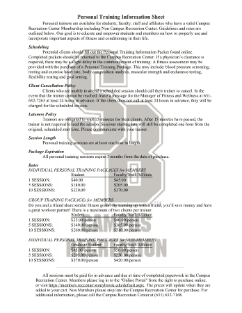 Personal Training Information Sheet Template