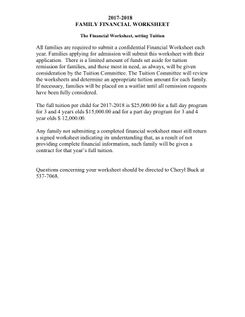 Family Financial Worksheet Finance Template