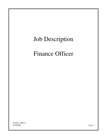 Finance Job Desciption for Resume Finance Template