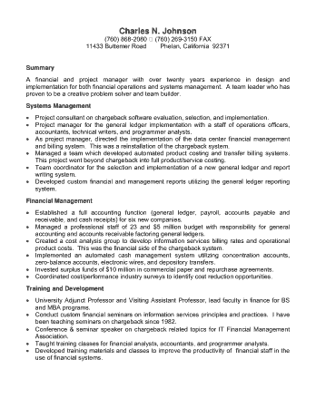 Finance Project Manager Resume Finance Template