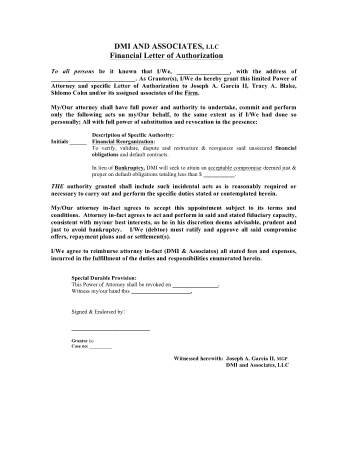 Financial Authorization Letter in PDF Finance Template