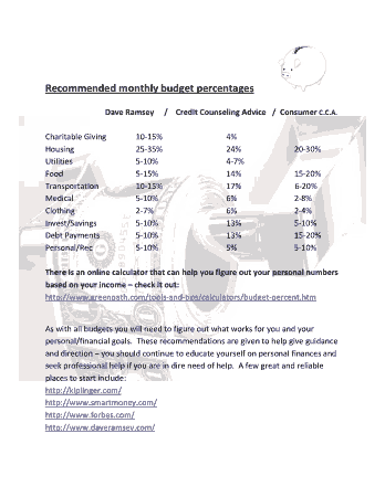 Financial Budget Percentages Finance Template