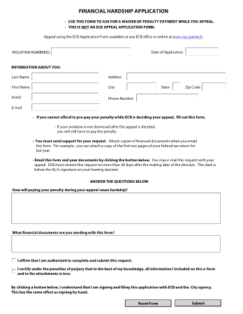 Financial Hardship Application Form Finance Template