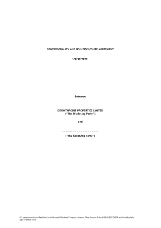 Financial Non Disclosure and Confidentiality Agreement Finance Template