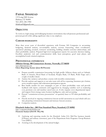 Resume of Financial Analyst Finance Template