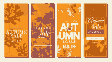 Autumn Sales Banners Vertical Design Colorful Leaves Decor Free Vector