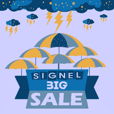 Big Sale Banner Cloud Thunderbolt Umbrella Icons Decoration Free Vector